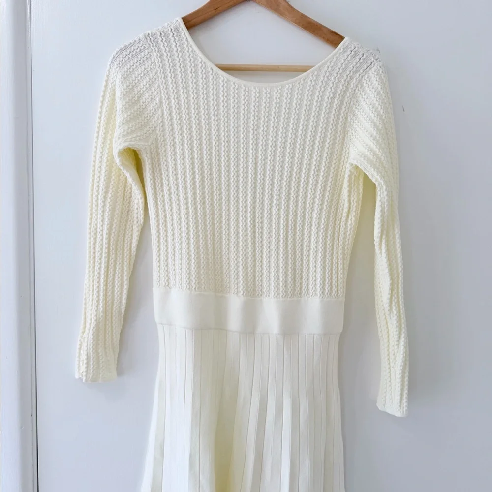 Sezane Cream Ribbed Midi Dress - Picture 3 of 11